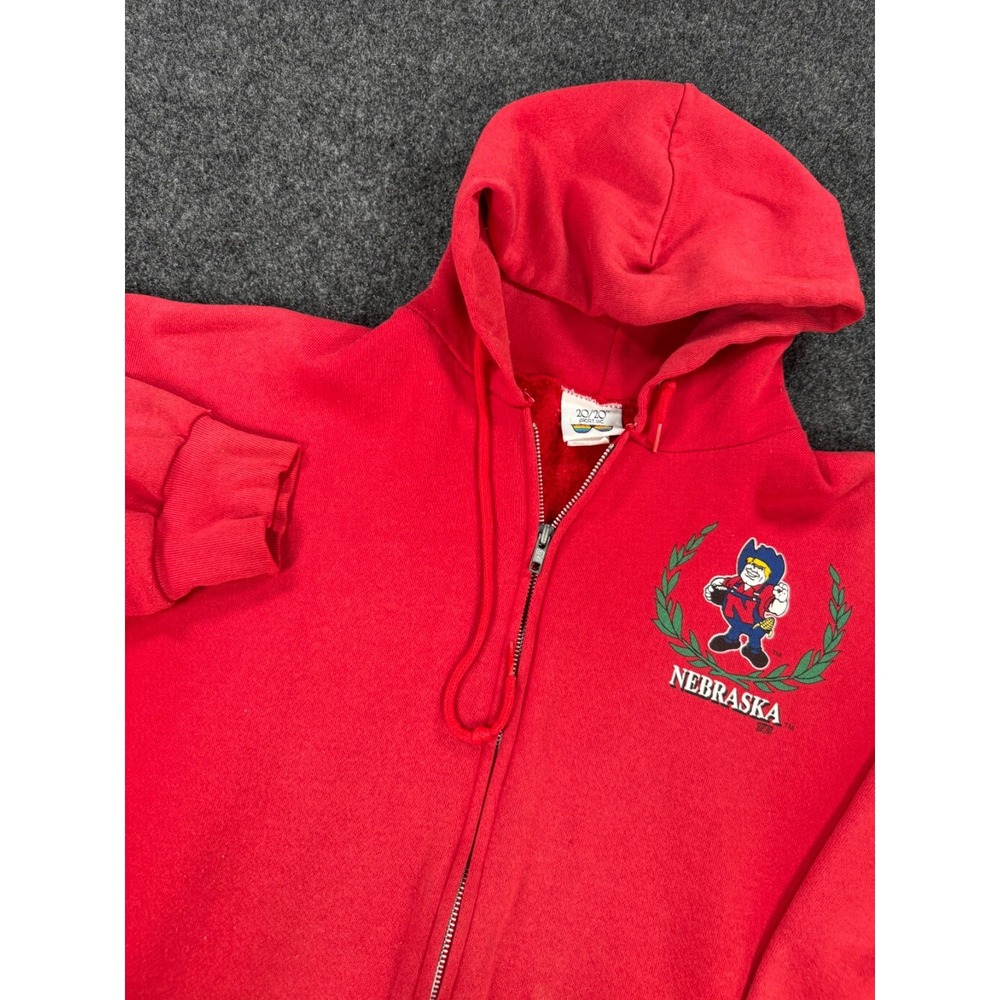 VTG 90s Nebraska Cornhuskers Herbie Husker Zip Hoodie XL Made USA 20/20